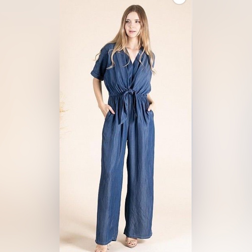 Blue Velvet Kimono sleeves Jumpsuit NWT